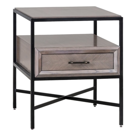 Storage End Table w/Low X-Stretcher