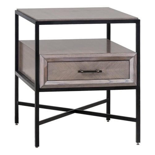 Industrial Storage End Table w/Low X-Stretcher