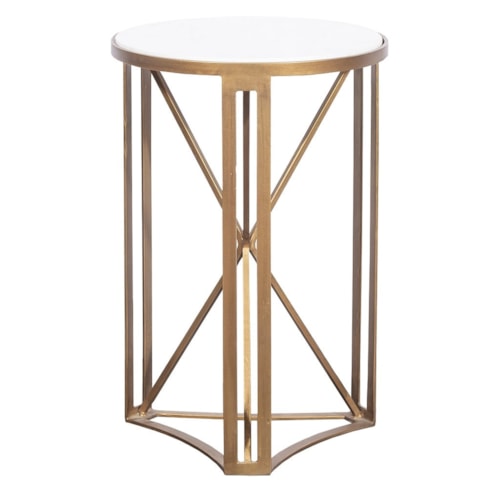 Contemporary Round Drink Table with Marble Top