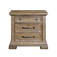 Transitional 3-Drawer Nightstand with USB Ports