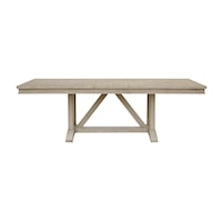 Transitional Rectangular Trestle Dining Table with 18" Leaf