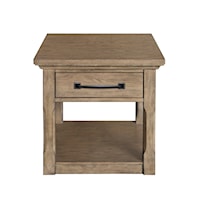 Transitional End Table with Single Drawer and Open Shelf