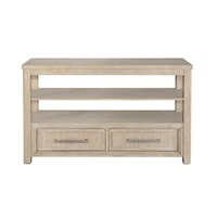 Transitional 2-Drawer Sofa Table with Open Shelving