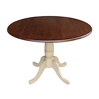 Dining Essentials - 42" Dropleaf Table Top w/30"H Traditional Pedestal in Espresso / Almond