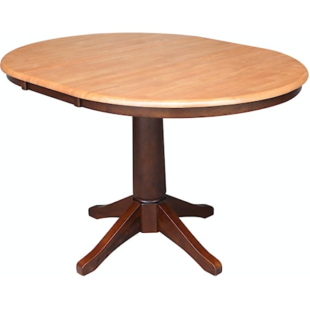 Dining Essentials - 36" Extension Table Top w/30"H Transitional Pedestal in Cinnamon/Espresso