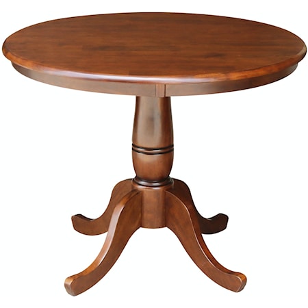 Dining Essentials - 36'' Round Table Top w/30"H Traditional Pedestal in Espresso