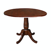 Dining Essentials - 42" Dropleaf Table Top w/30"H Traditional Pedestal in Espresso