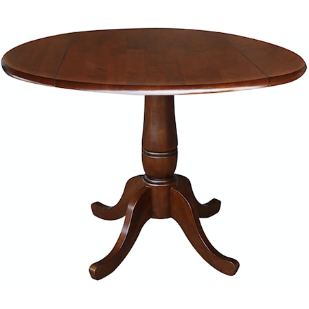 Dining Essentials - 42" Dropleaf Table Top w/30"H Traditional Pedestal in Espresso