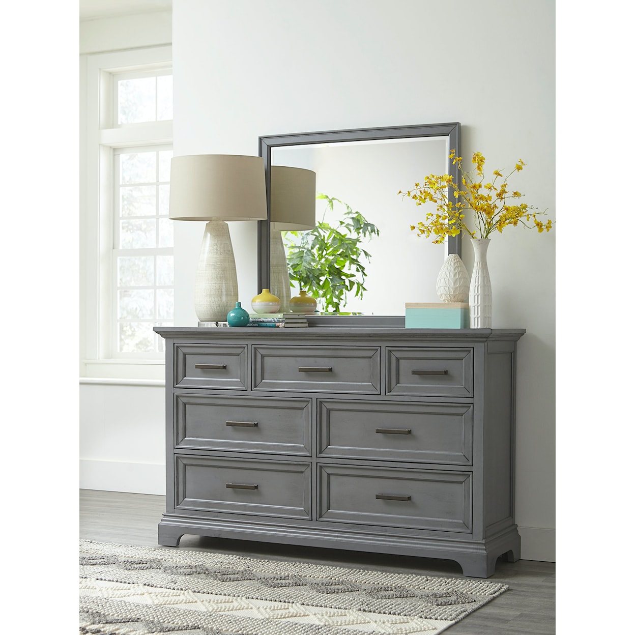 Carolina Dinette Summit 7-Drawer Dresser in Heather Gray