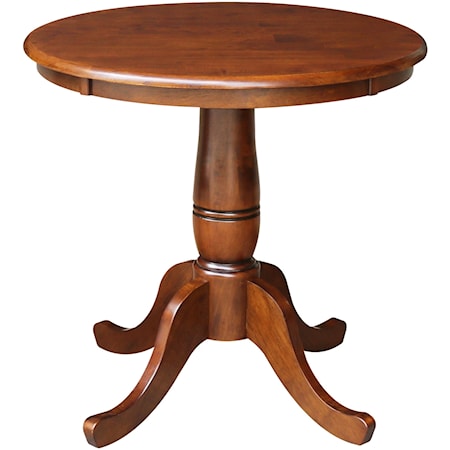 Dining Essentials- 30'' Round Table Top w/30" Traditional Pedestal in Espresso