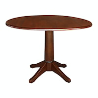 Dining Essentials - 42" Dropleaf Table Top w/30"H Transitional Pedestal in Espresso