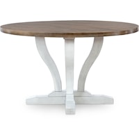Farmhouse Round Dining Table with Single Pedestal Base
