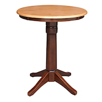 Dining Essentials - 30'' Round table Top w/36"H Transitional Pedestal w/Extension in Cinnamon / Espresso