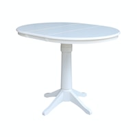 Dining Essentials - 36" Extension Table Top w/ 36"H Transitional Pedestal w/Extension in Pure White