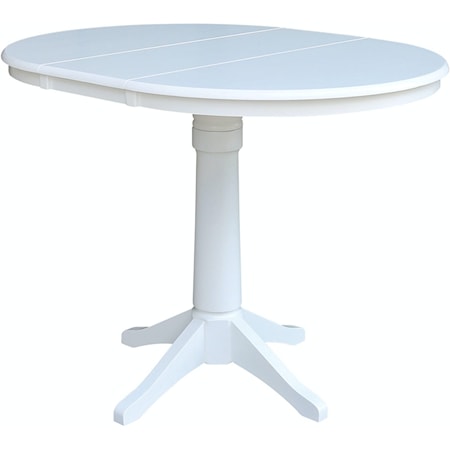 Dining Essentials - 36" Extension Table Top w/ 36"H Transitional Pedestal w/Extension in Pure White