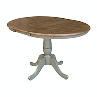 Dining Essentials - 36" Extension Table Top w/36"H Traditional Pedestal in Hickory/Stone