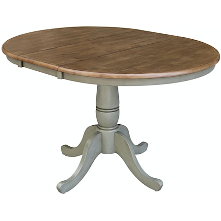 Dining Essentials - 36" Extension Table Top w/36"H Traditional Pedestal in Hickory/Stone
