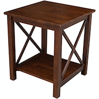 Farmhouse Square End Table with X Design