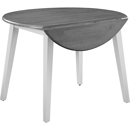 Dining Essentials - 42" Round Drop Leaf Table in Heather Gray & White