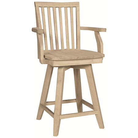24'' Mission Swivel Counter Stool w/Arms