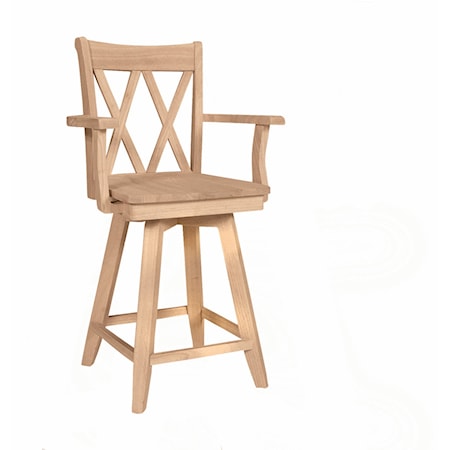 24'' XX Back Counter Swivel Stool w/ Arms