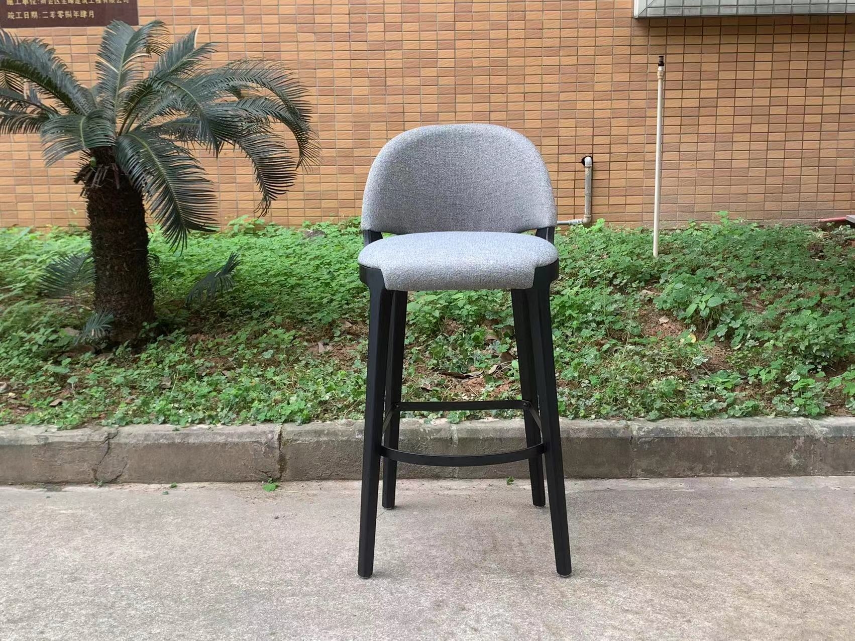 Giulia Stool in Gray Microfiber Fabric