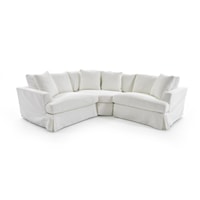Three Piece Corner Sectional Sofa with Slipcover