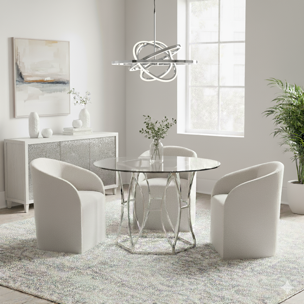 Argent 48" Rd. Glass-Top Dining Table