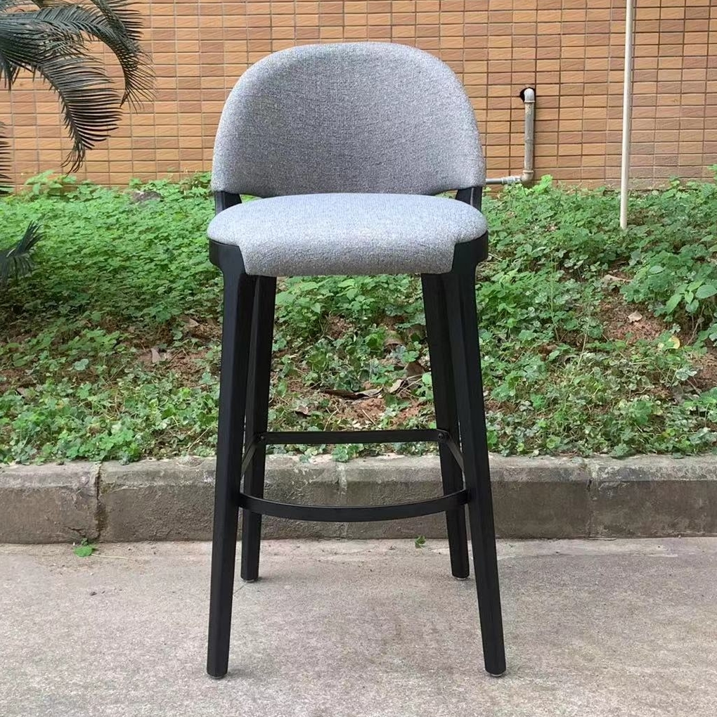 Giulia Stool in Gray Microfiber Fabric