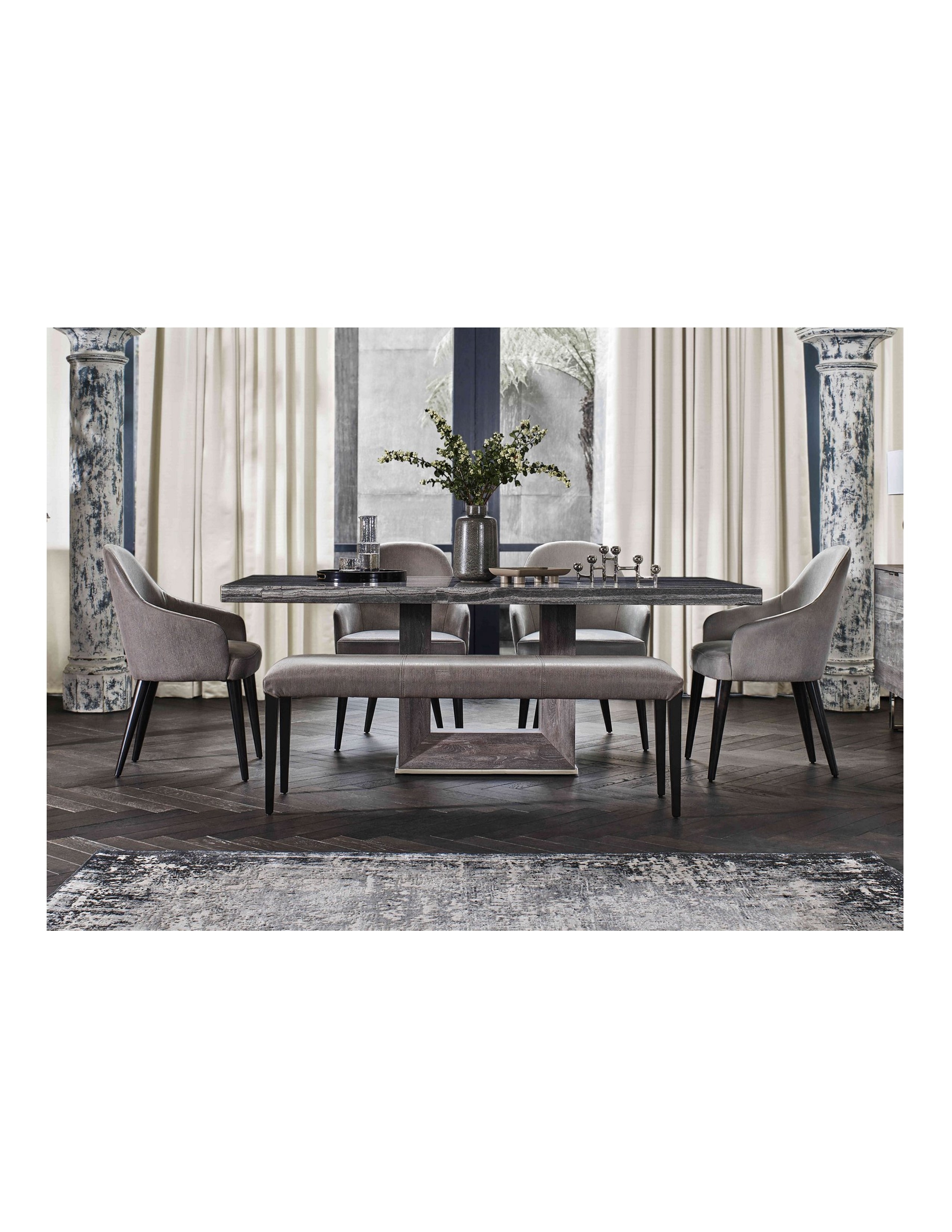 Travertine Top Dining Table