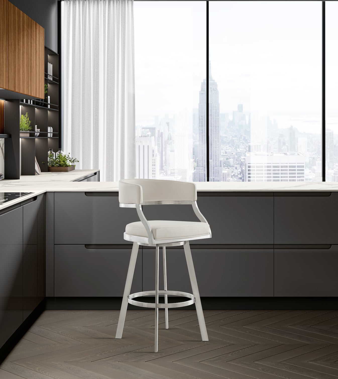 Leather Swivel Counter Stool