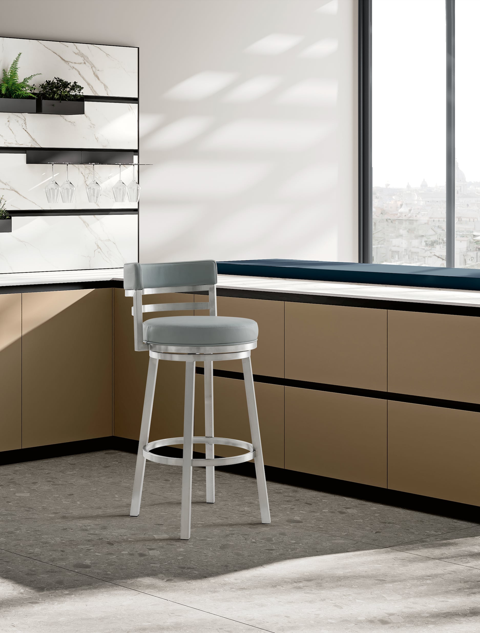 Leather Swivel Counter Stool