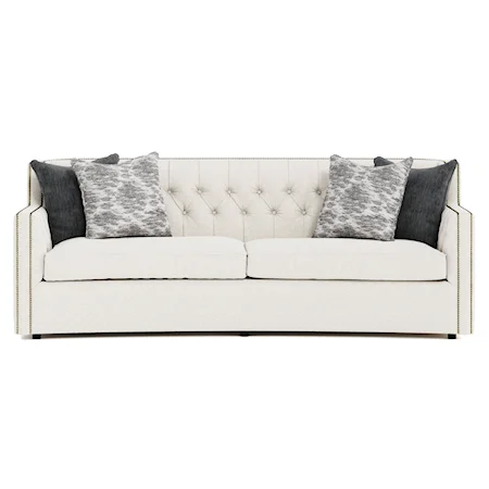Transitional Curved Sofa with Nailhead Trim