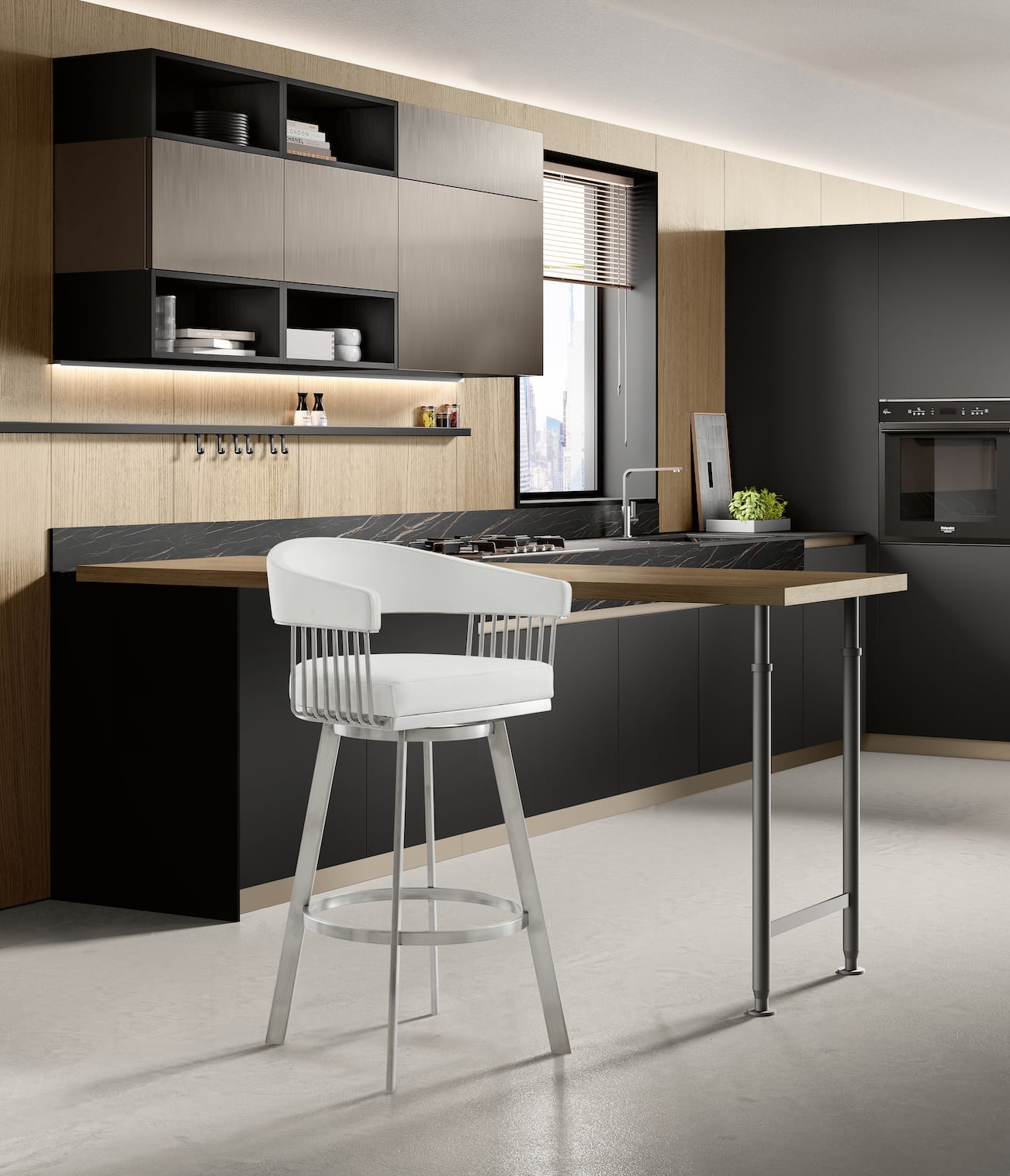 Leather Swivel Counter Stool