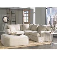 Three Piece Slipcover Sectional with Shaped Cocktail Ottoman