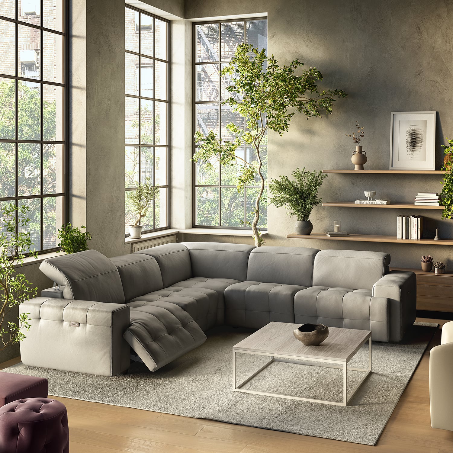 Power Reclining Leather Sectional