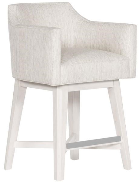 Ian Upholstered Swivel Counter Stool with Wood Base