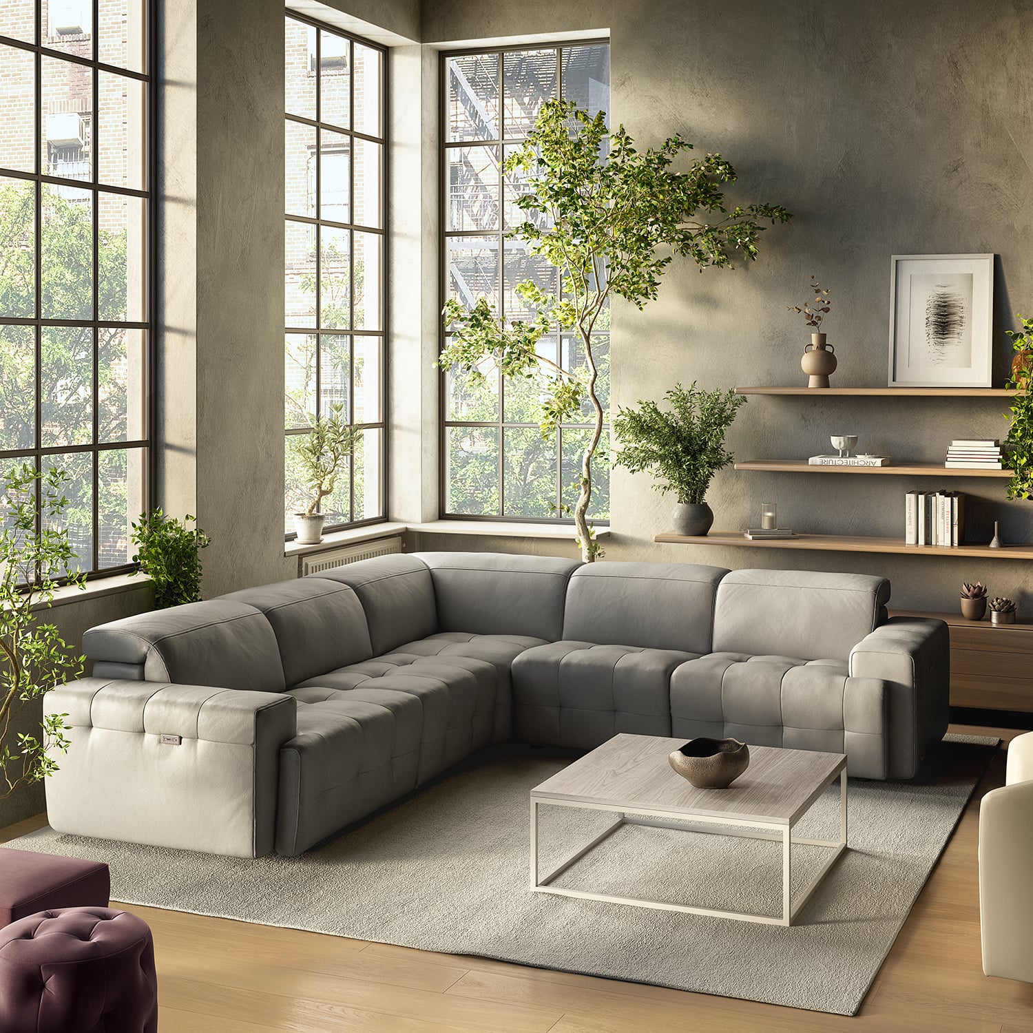 Power Reclining Leather Sectional