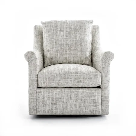 Upholstered Swivel Chair with Loose Back Pillow