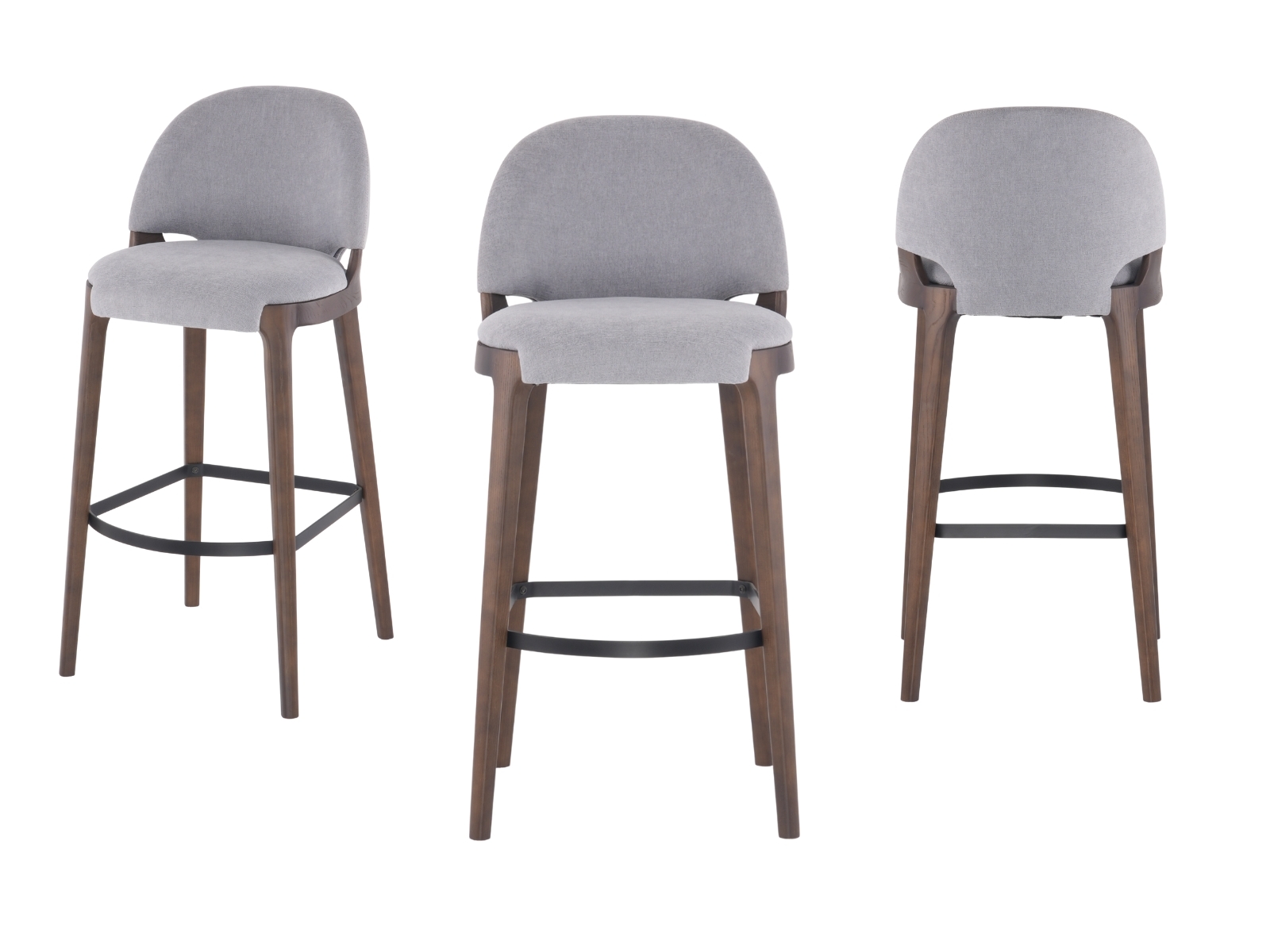 Giulia Stool in Gray Microfiber Fabric