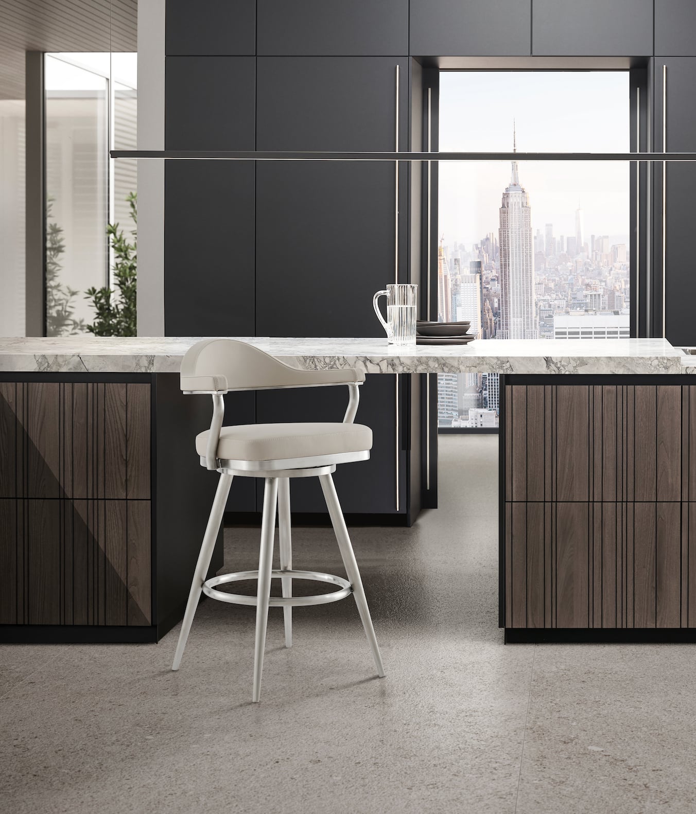 Leather Swivel Counter Stool