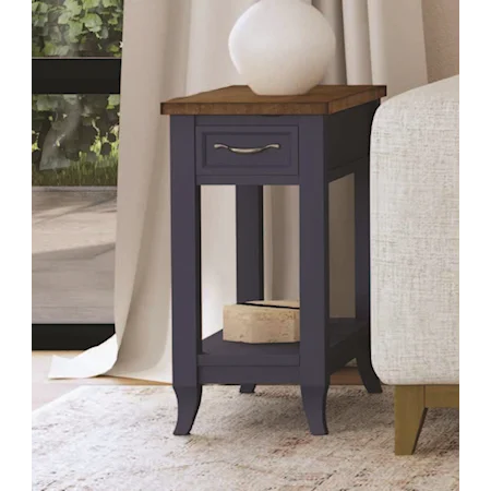Transitional 1-Drawer End Table with Outlets and USB Ports