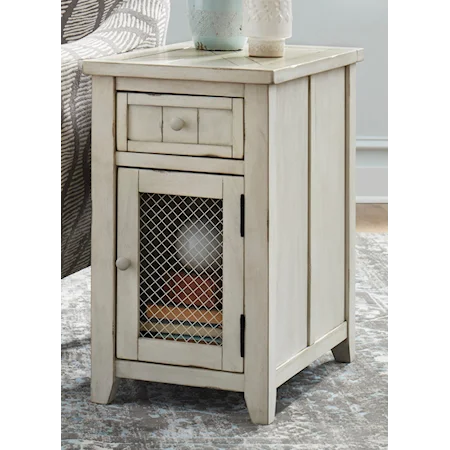 Rustic Farmhouse Door Country Chairside Cabinet Table with USB Ports