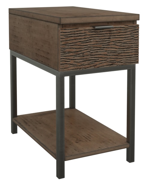 Rustic End Table with One Drawer