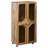 Transitional 2-Door Brass Trimmed Cabinet with Casters