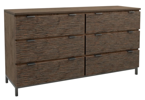 Rustic 6-Drawer Dresser with Nickel Hardware