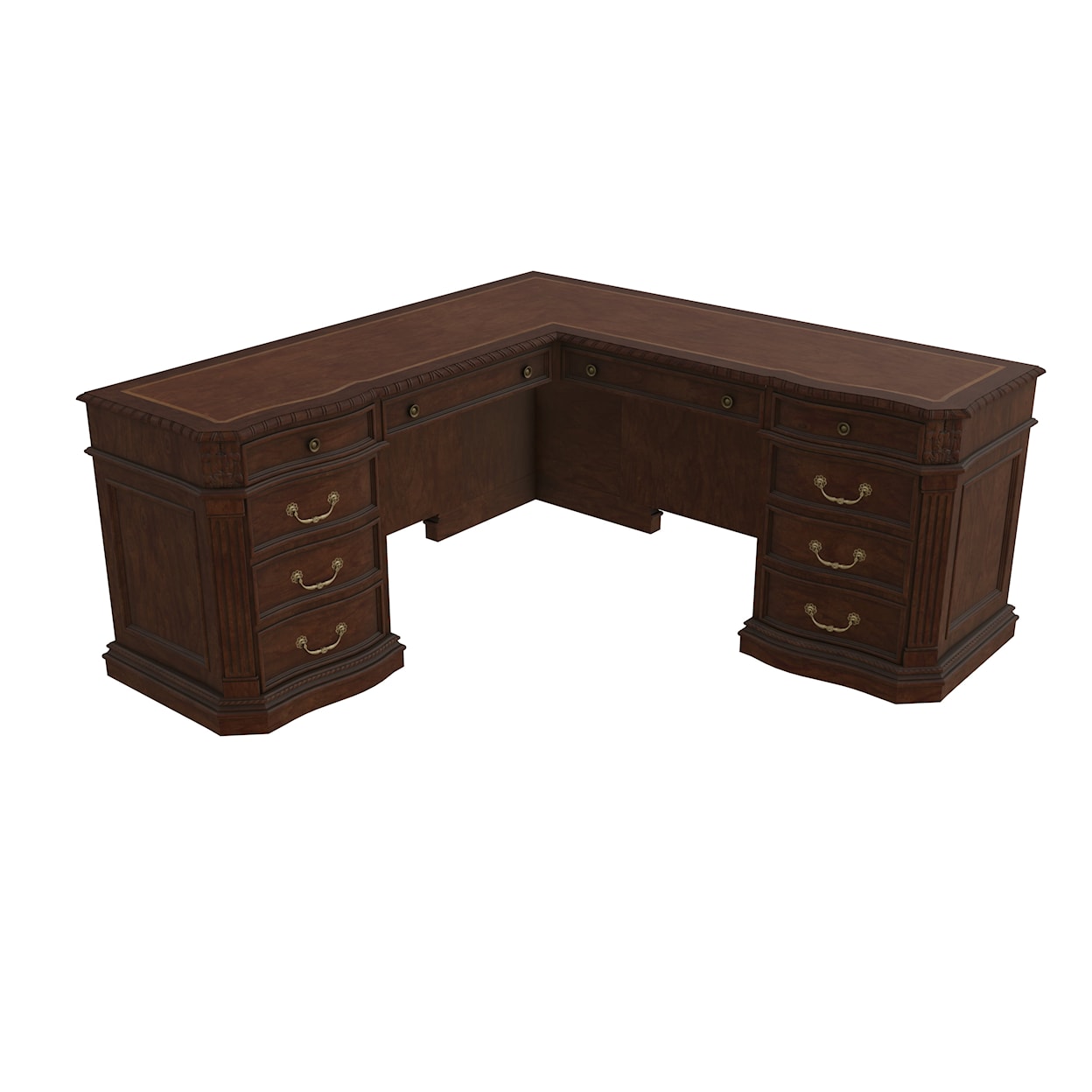 Hekman Old World Walnut Burl Executive L-shape Desk