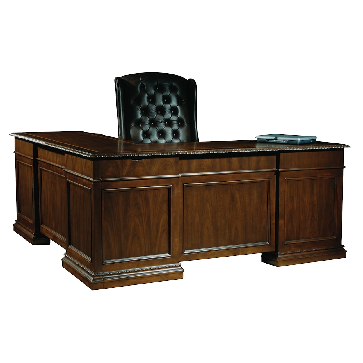 Hekman Old World Walnut Burl Executive L-shape Desk