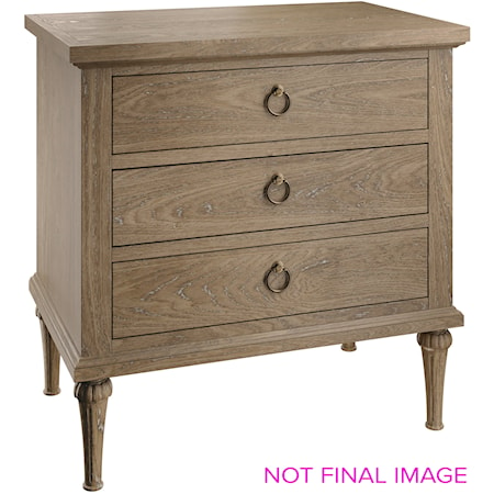 Transitional 3-Drawer Nightstand with Tapered Legs