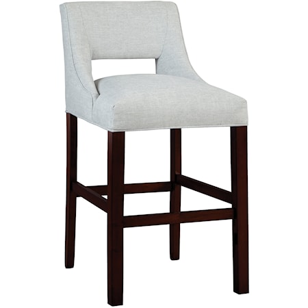 Contemporary Upholstered Barstool with Wood Legs